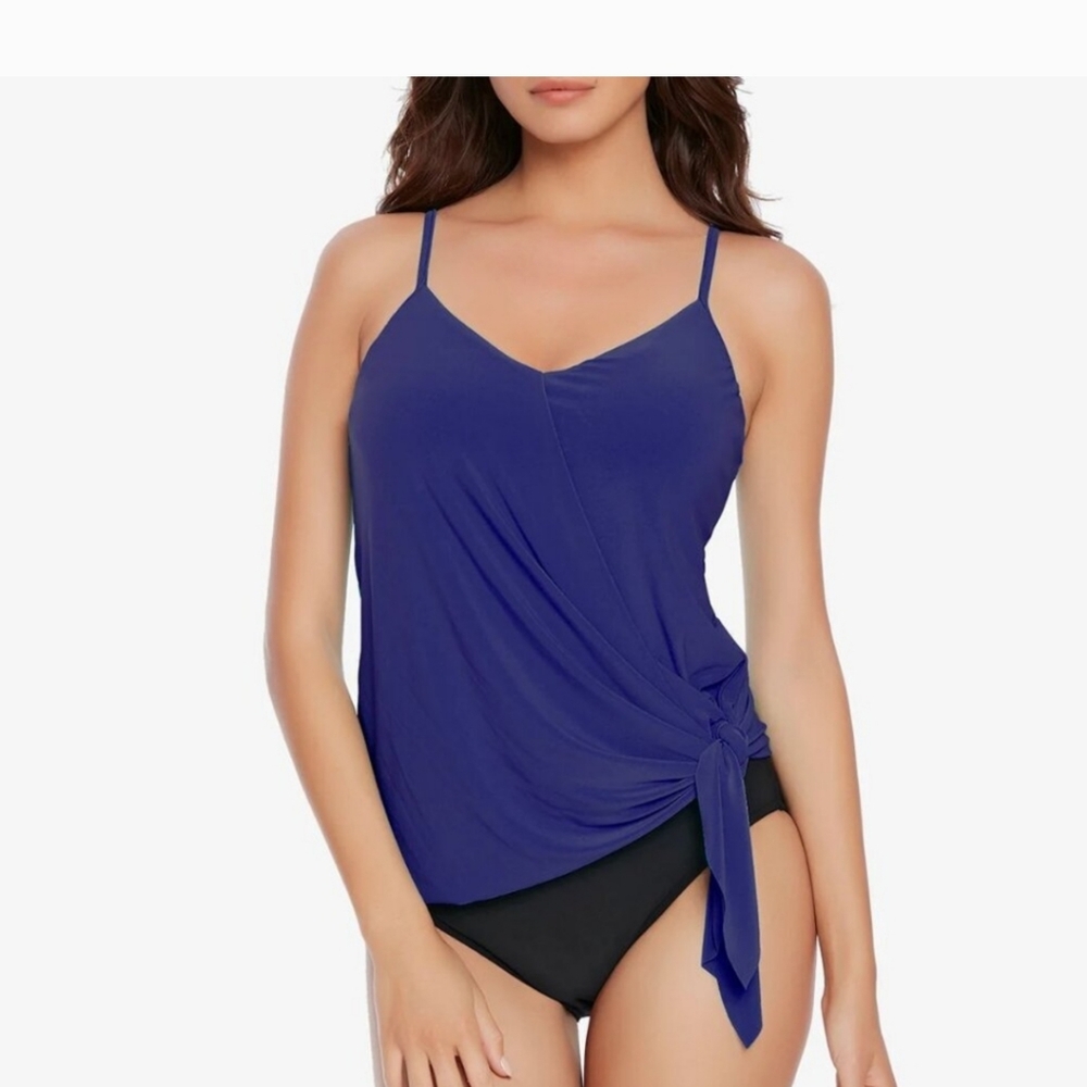 Magicsuit DD-cup Solid Alex Sidetie Tankini Top size 8  Ultramarine